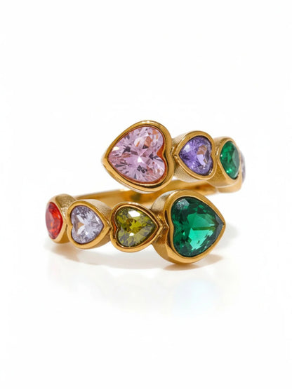 Beautiful Heart Shape Multicolor Design Adjustable Finger Ring