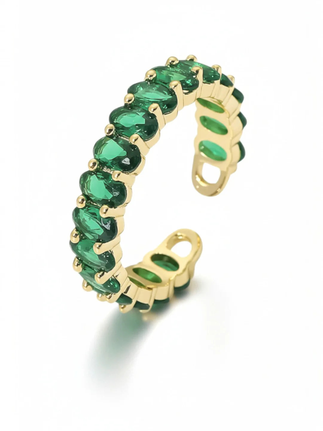 Royal Gold & Green Design Adjustable Finger Ring