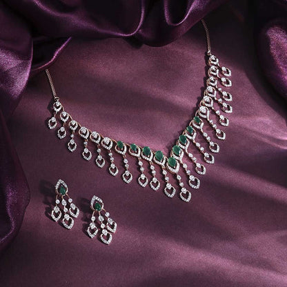 Trendy American Diamond Gold Plated Jewellery Set