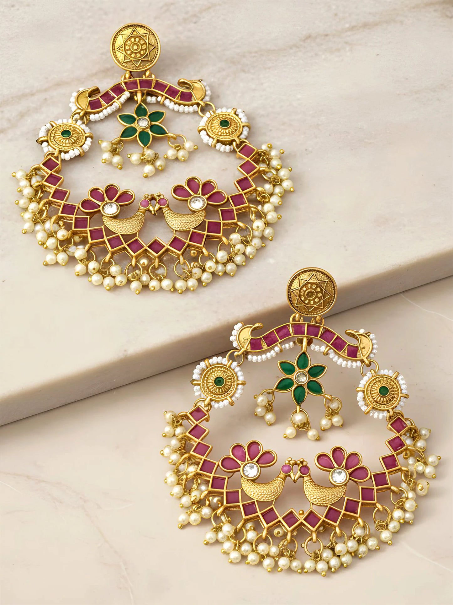 Designer Meenakari Gold-Plated Jhumka Earrings for Women