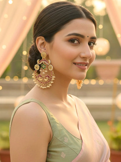 Designer Meenakari Gold-Plated Jhumka Earrings for Women