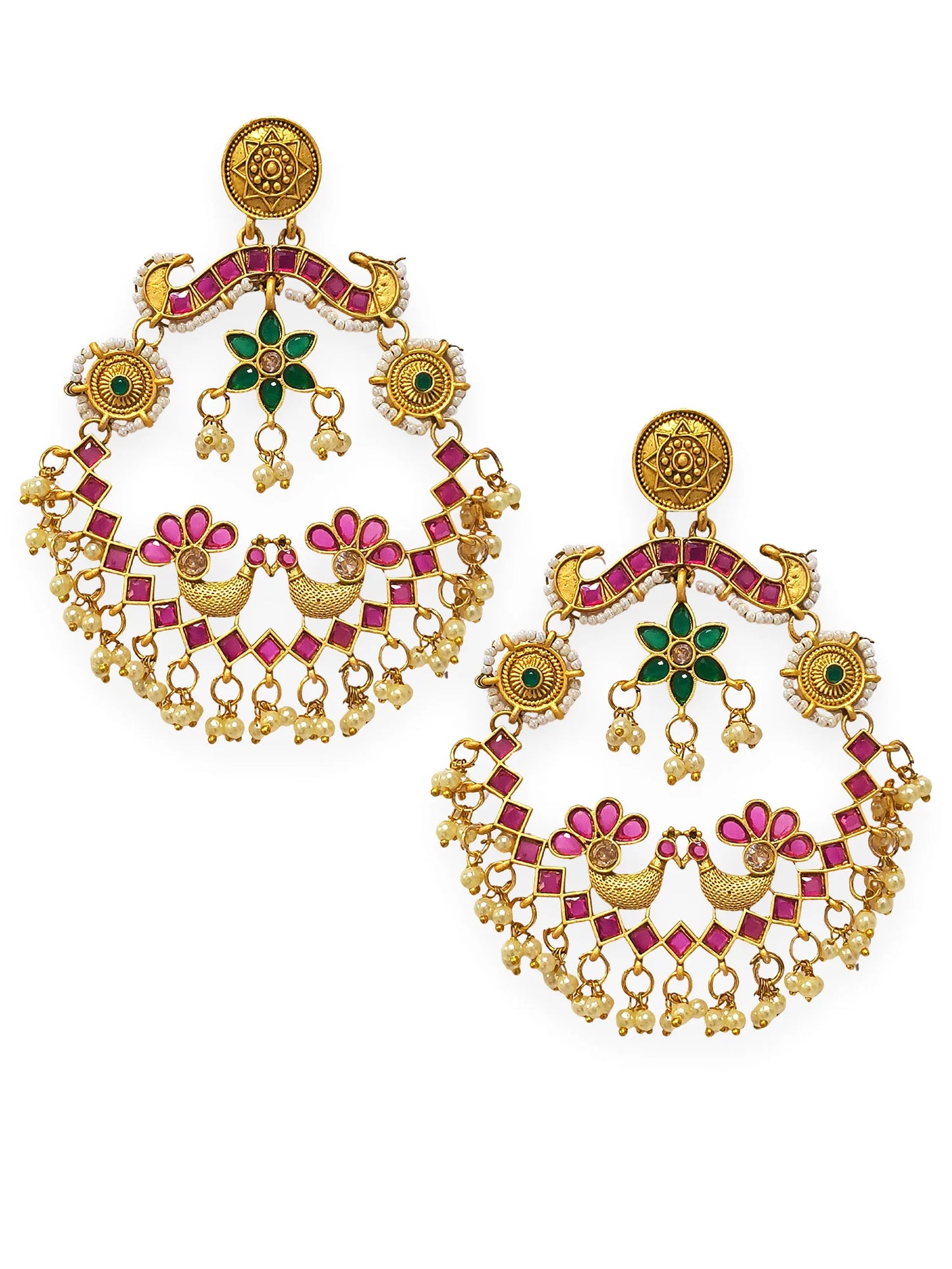 Designer Meenakari Gold-Plated Jhumka Earrings for Women