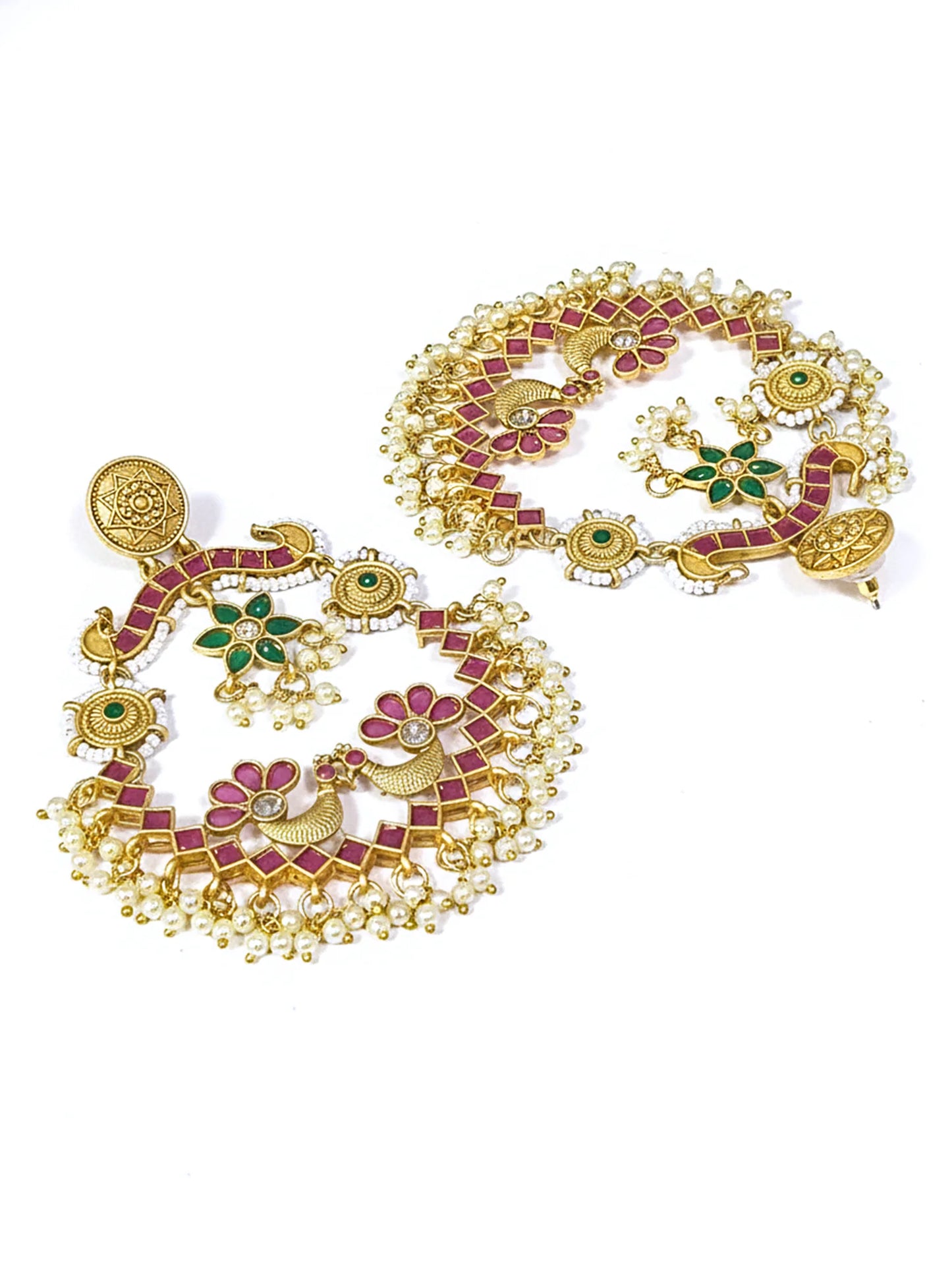 Designer Meenakari Gold-Plated Jhumka Earrings for Women