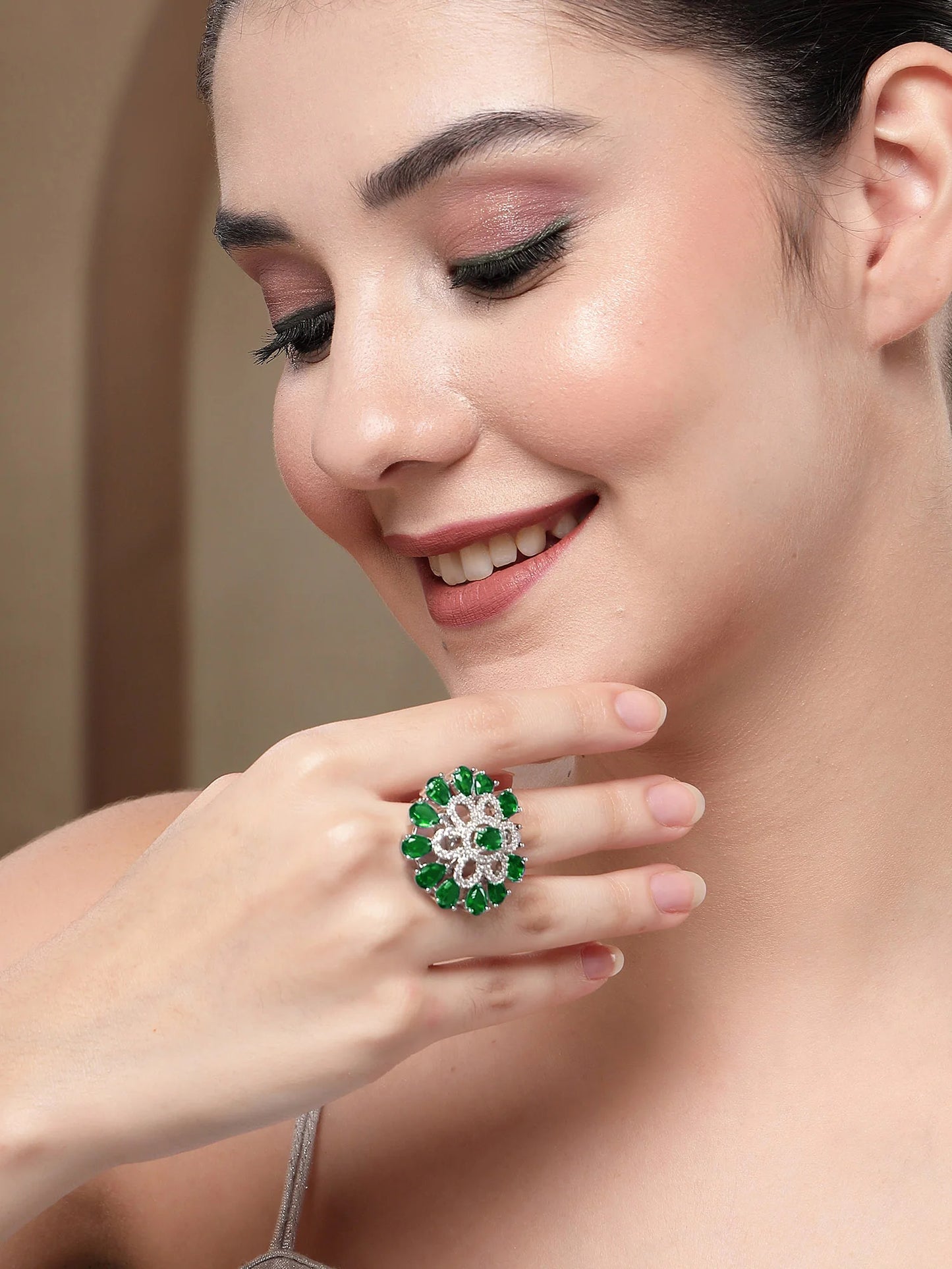Premium & Aesthetic green sunlower Design Adjustable Finger Ring