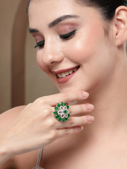 Premium & Aesthetic green sunlower Design Adjustable Finger Ring