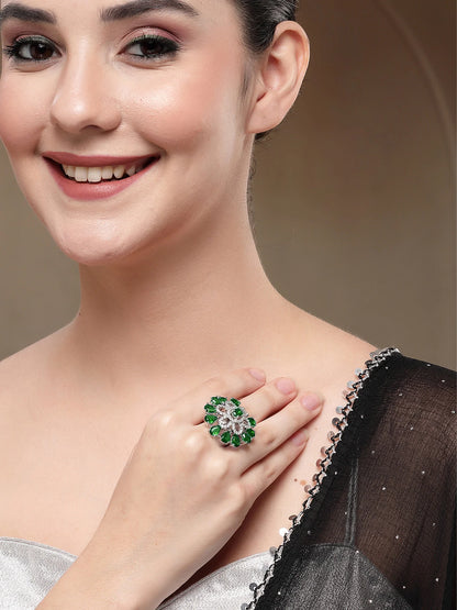 Premium & Aesthetic green sunlower Design Adjustable Finger Ring