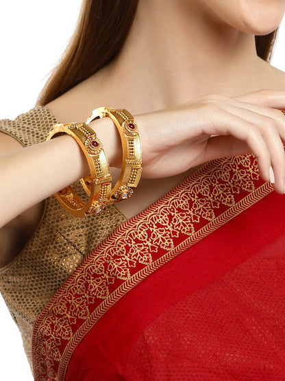 Glossy Golden Beaded Coiled Bracelet