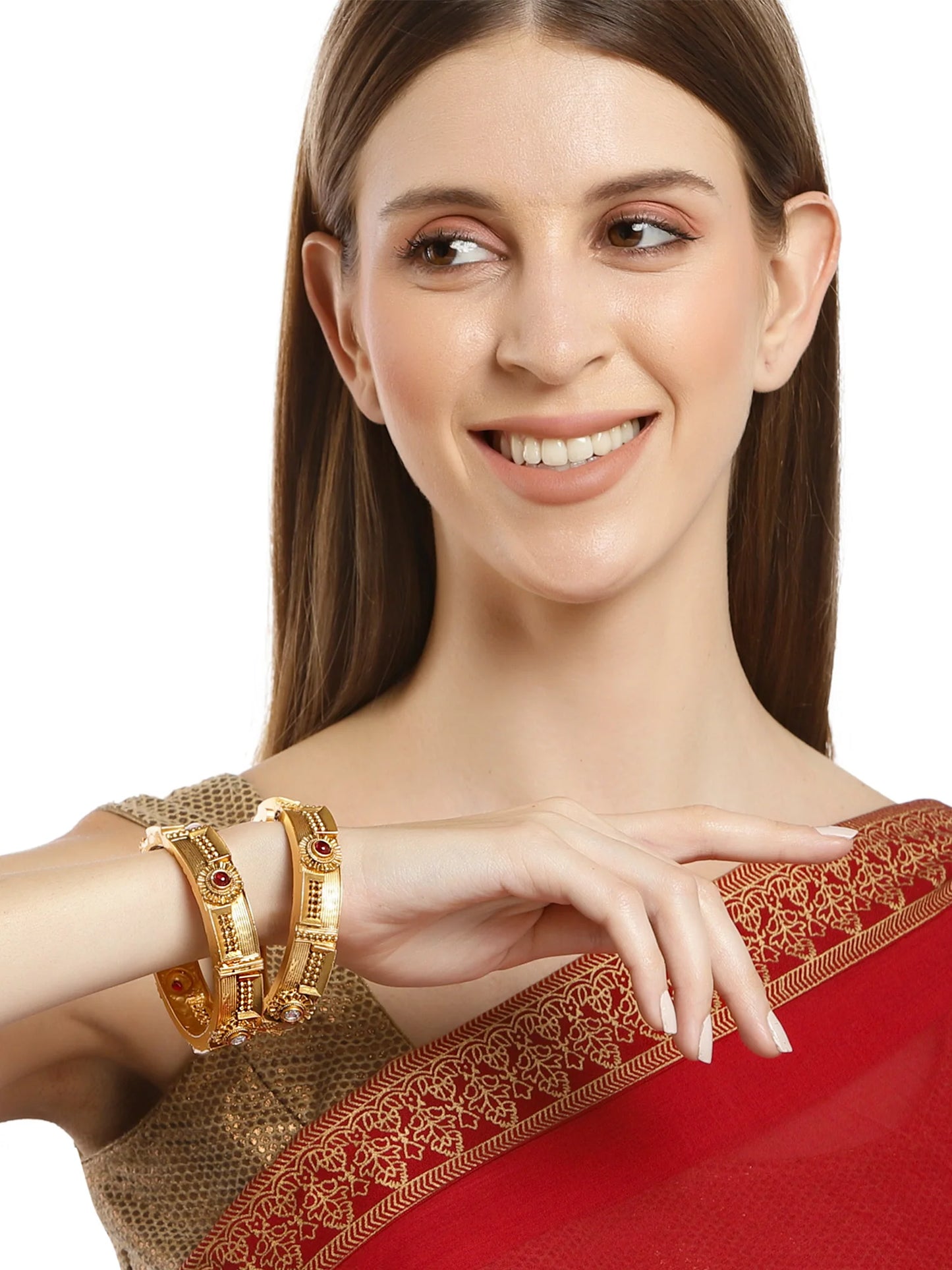 Glossy Golden Beaded Coiled Bracelet