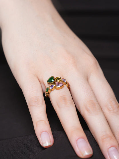 Beautiful Heart Shape Multicolor Design Adjustable Finger Ring