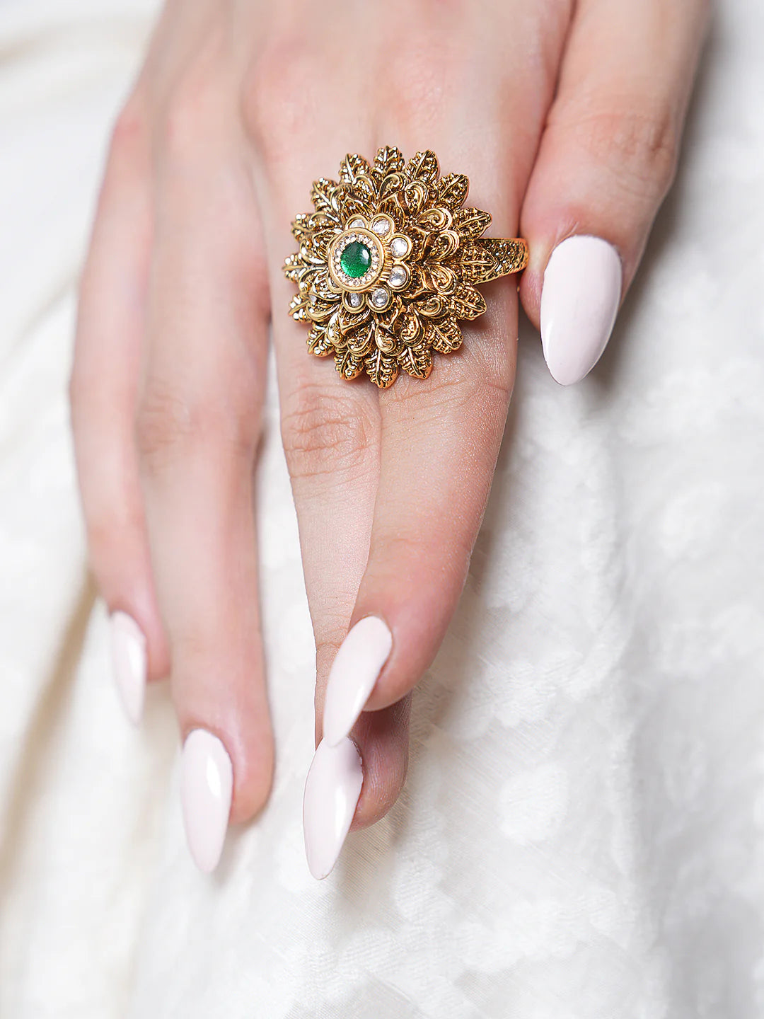 Beautiful Oxidised Gold Design Adjustable Finger Ring