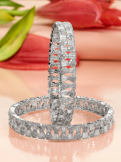Elegant Silver Design American Diamond Studded Bracelet