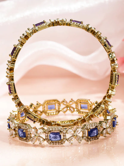 Royal Trinket Rose Gold-Plated Bangles Blue Stone