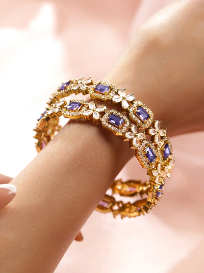 Royal Trinket Rose Gold-Plated Bangles Blue Stone