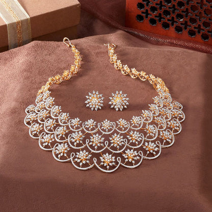 Luxury Div-American Diamond Rose Gold Plated Jewellery Set