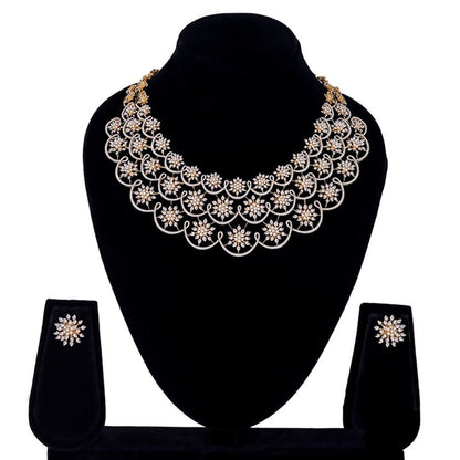 Luxury Div-American Diamond Rose Gold Plated Jewellery Set