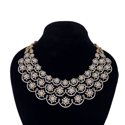 Luxury Div-American Diamond Rose Gold Plated Jewellery Set