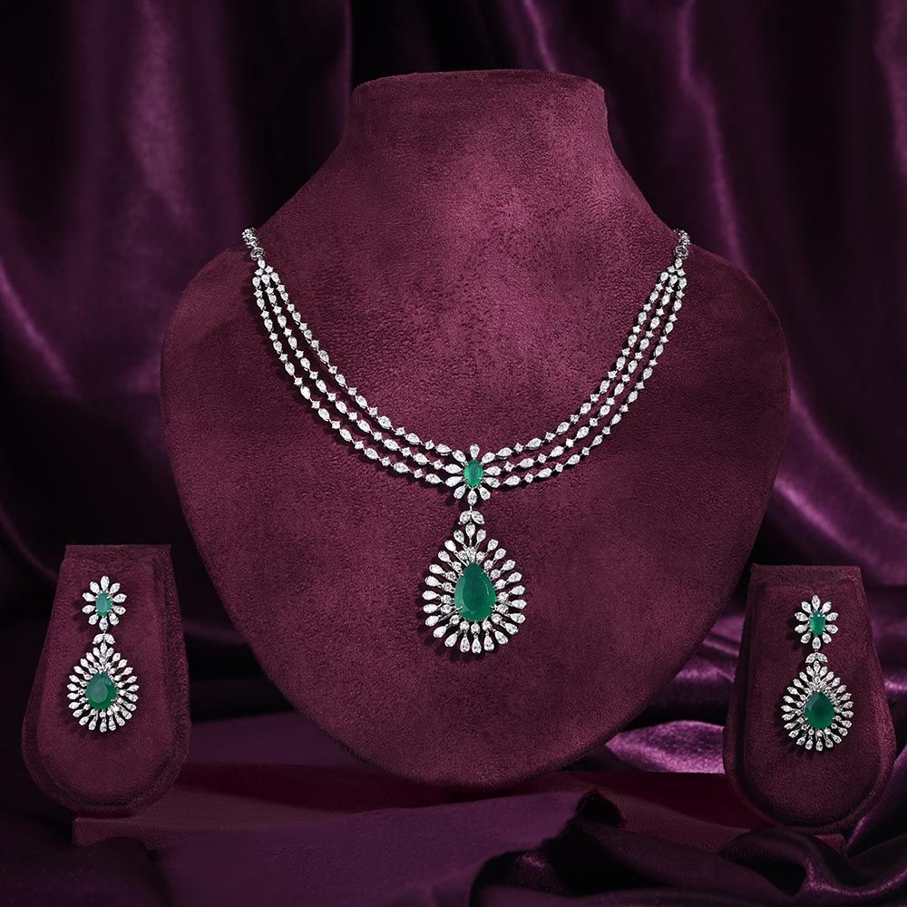 Royal & Fashionable Designer Necklace Set-Green