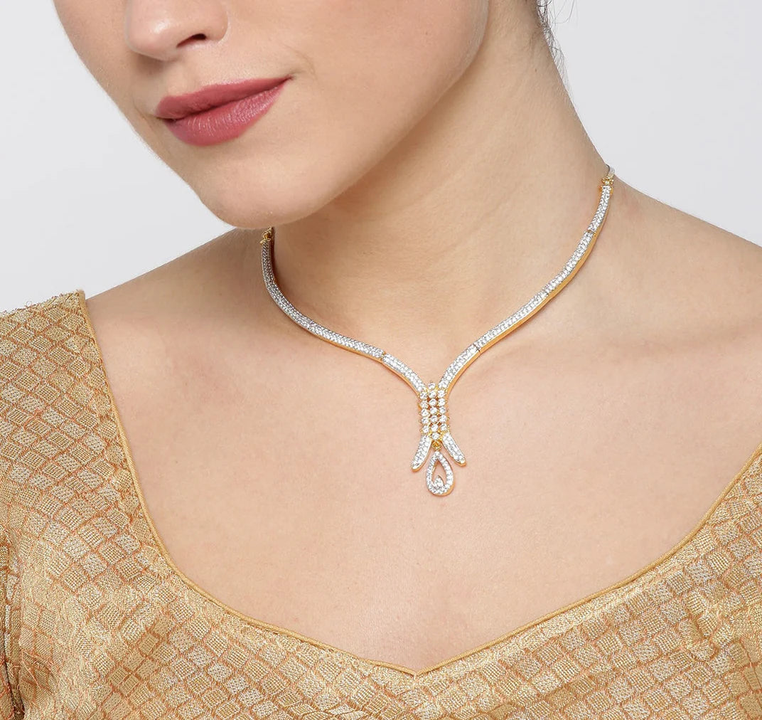 Trendy American Diamond Gold Plated Jewellery Set