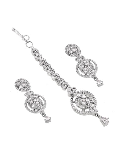Luxury & Fashionable Oxidised Silver Tone Necklace Set with Maang tika