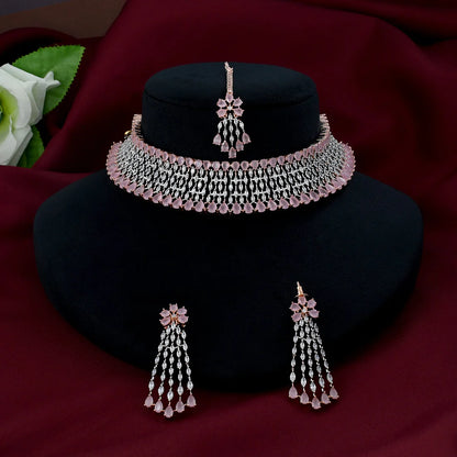 Royal & premium Crown Designer Choker Set -Pink