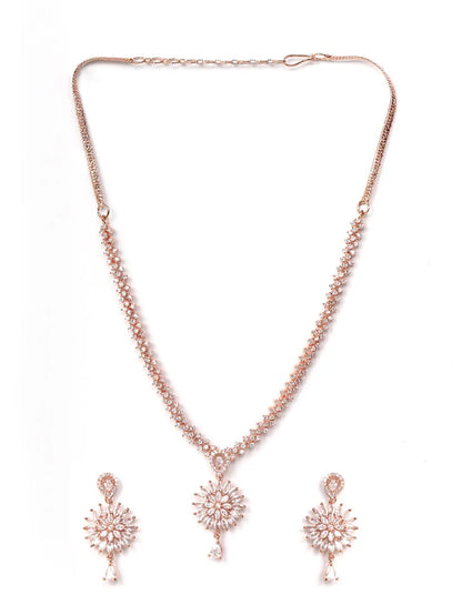 Royal Rive American Diamond Rose Gold Plated Jewellery Set