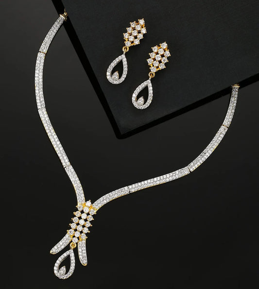 Trendy American Diamond Gold Plated Jewellery Set