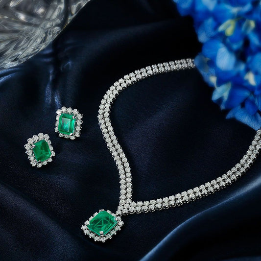 Luxury & Royal Green Zirconia Jewellery set