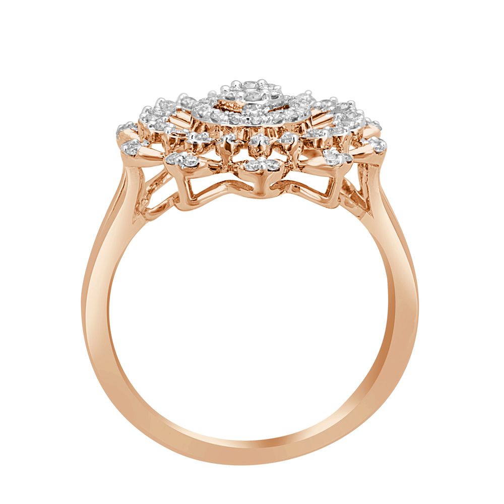 Beautiful & Premium Rose Gold-Plated Zirconia Floral Design Adjustable Finger Ring