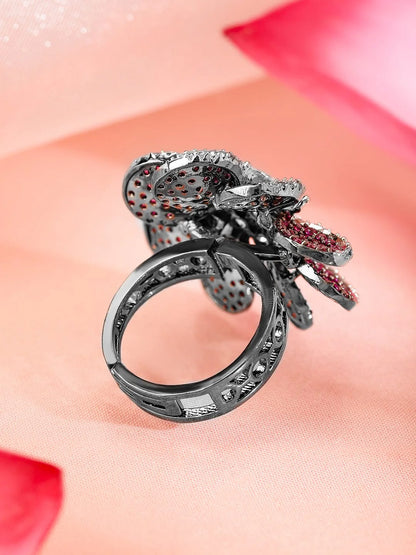 Premium & Aesthetic Pink Sunlower Design Adjustable Finger Ring