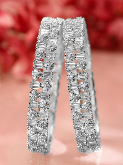 Elegant Silver Design American Diamond Studded Bracelet