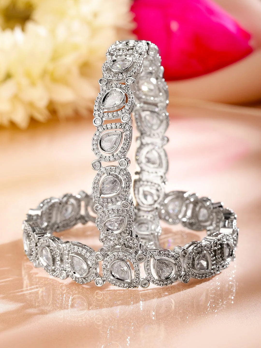 Premium Silver-Plated American Diamond Studded Bracelet